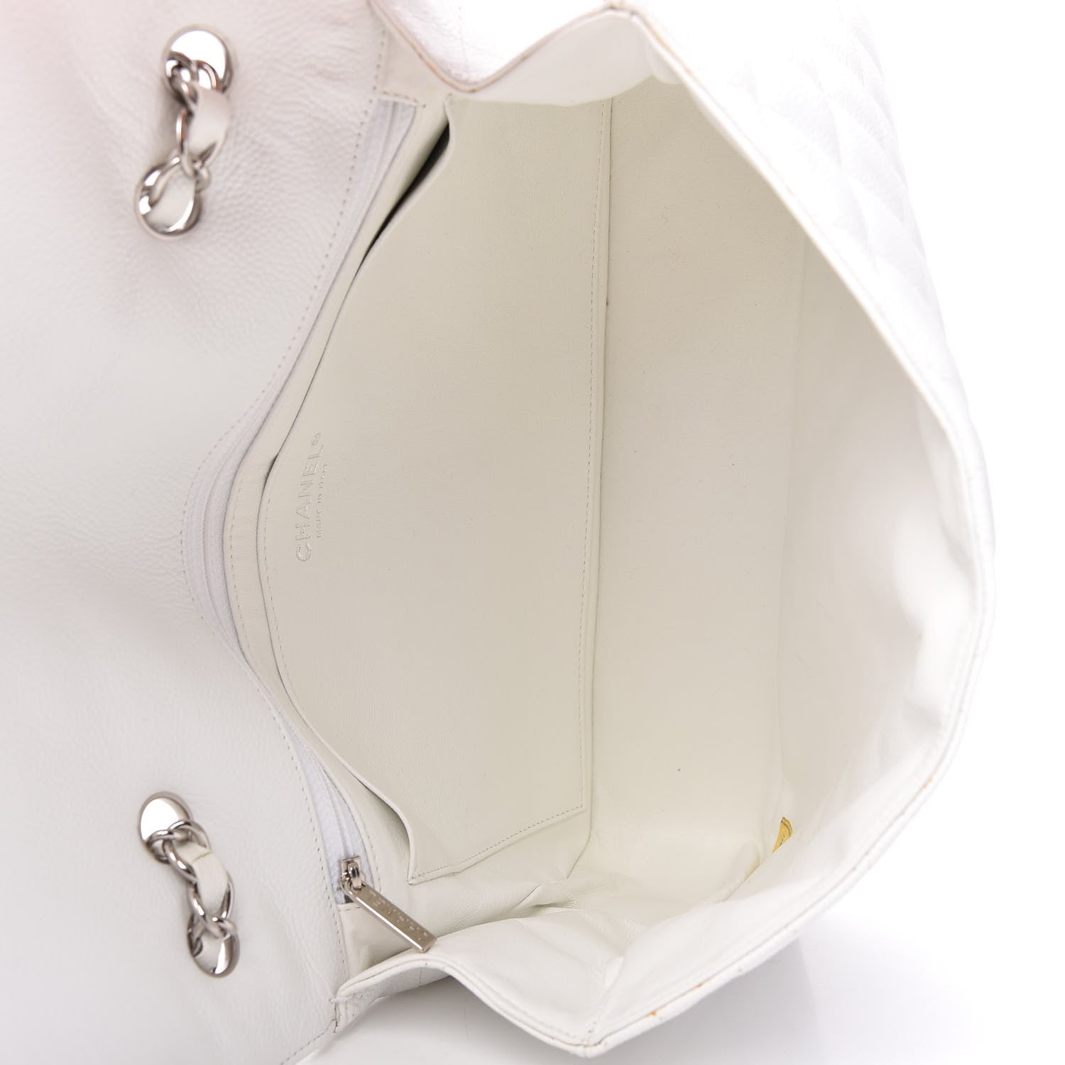 Chanel Caviar Quilted Jumbo Single Flap White 5 of 15