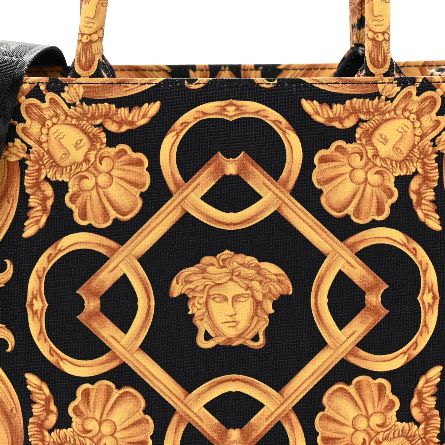 Versace Canvas Baroque Print Medusa Small Tote Black 7 of 13