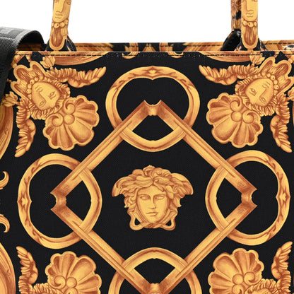 Versace Canvas Baroque Print Medusa Small Tote Black 7 of 13