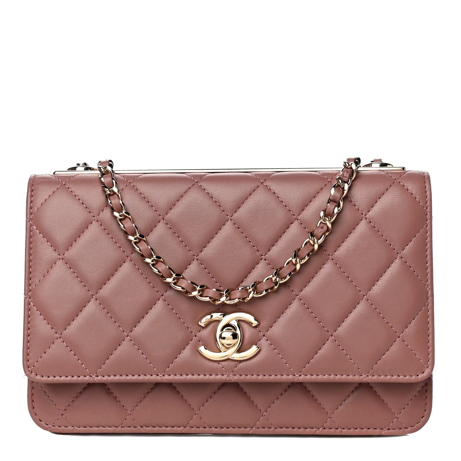 Chanel Lambskin Quilted Trendy CC Wallet On Chain WOC Nude 1 of 16