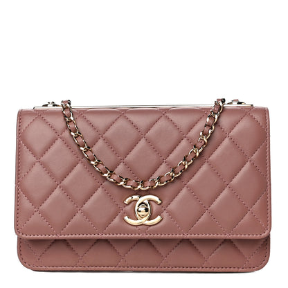 Chanel Lambskin Quilted Trendy CC Wallet On Chain WOC Nude 1 of 16