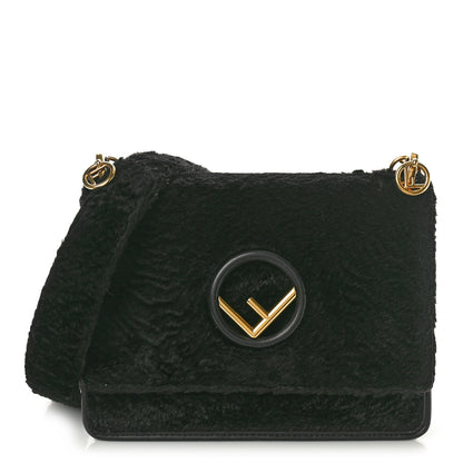 Fendi Velluto Astrakan Vitello Dolce F is Fendi Kan I Shoulder Bag Black 1 of 10