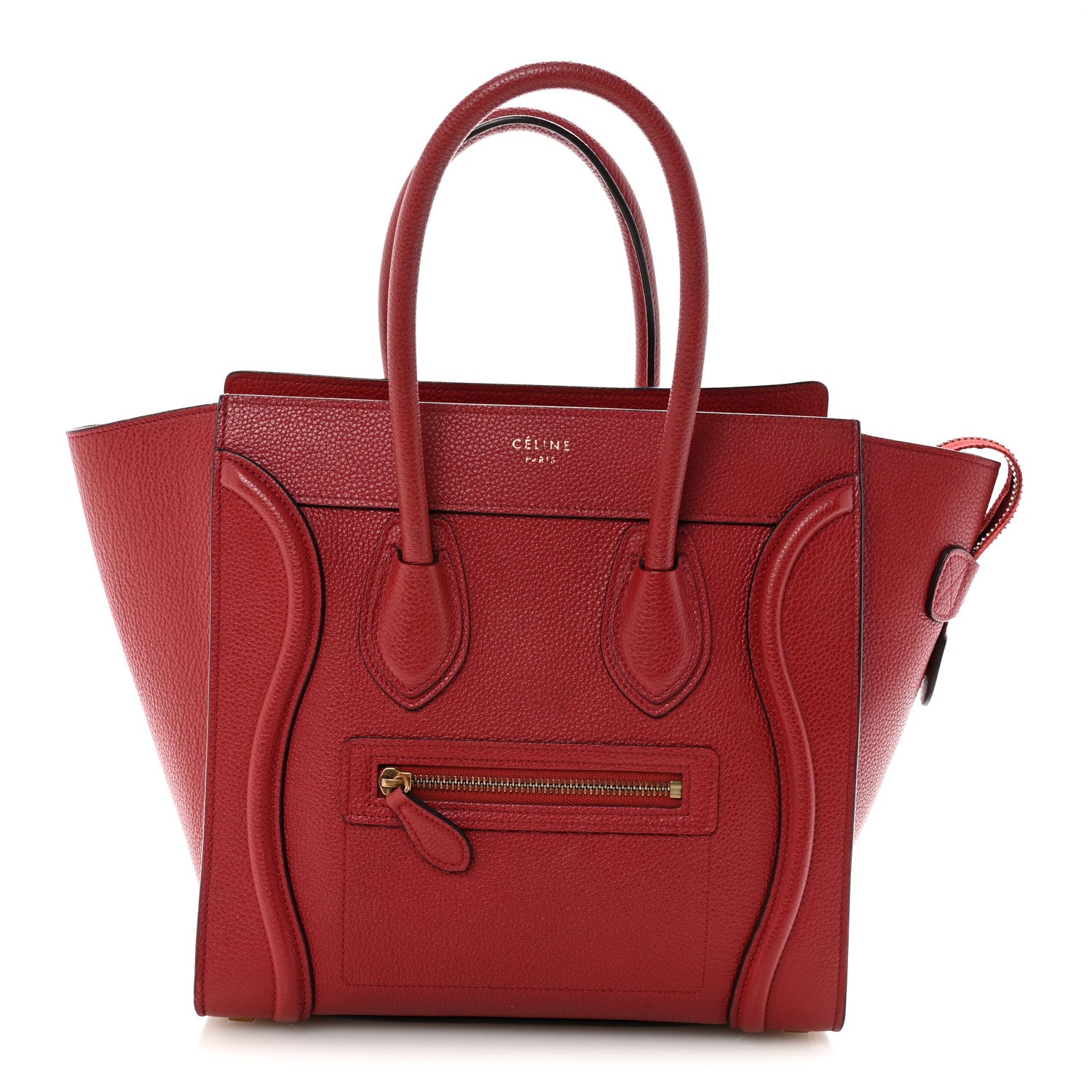 Celine Drummed Calfskin Micro Luggage Red 1 of 9