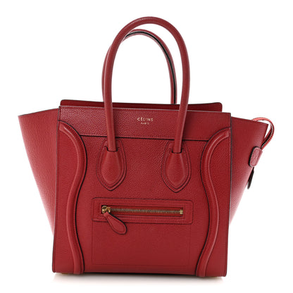 Celine Drummed Calfskin Micro Luggage Red 1 of 9