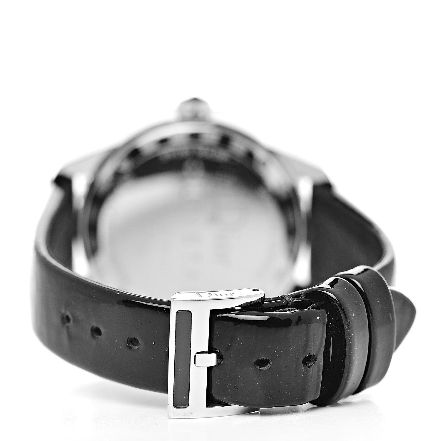 Christian Dior Stainless Steel Patent Diamond Sapphire 33mm Christal Quartz Watch Black 3 of 7