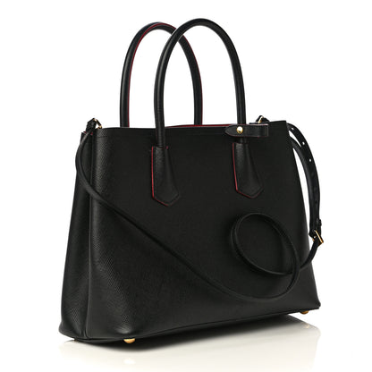 Prada Saffiano Cuir Medium Double Bag Black Fuoco 3 of 9