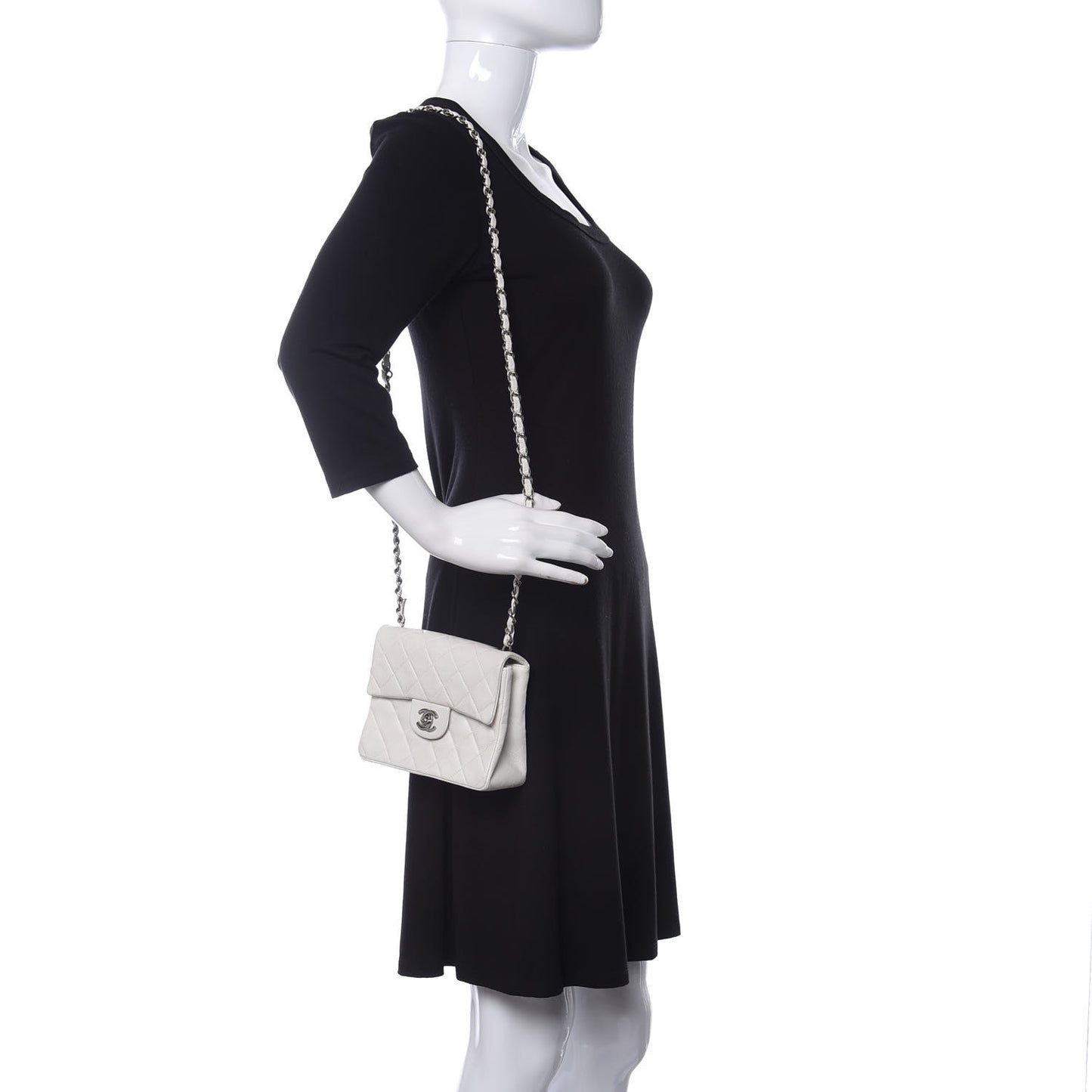 Lambskin Quilted Mini Square Flap White
