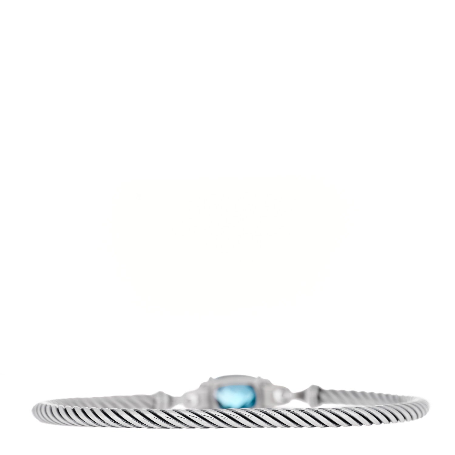 David Yurman Sterling Silver Diamond Hampton Blue Topaz 3mm Petite Wheaton Bracelet 3 of 4
