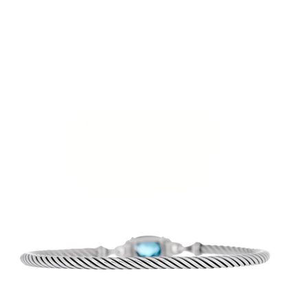 David Yurman Sterling Silver Diamond Hampton Blue Topaz 3mm Petite Wheaton Bracelet 3 of 4