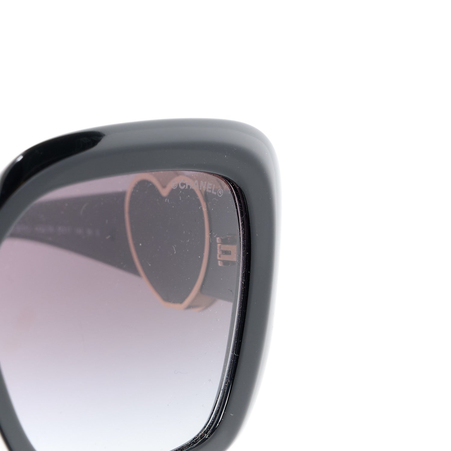 Chanel Acetate Enamel Heart Square Sunglasses 5518 Black 7 of 8
