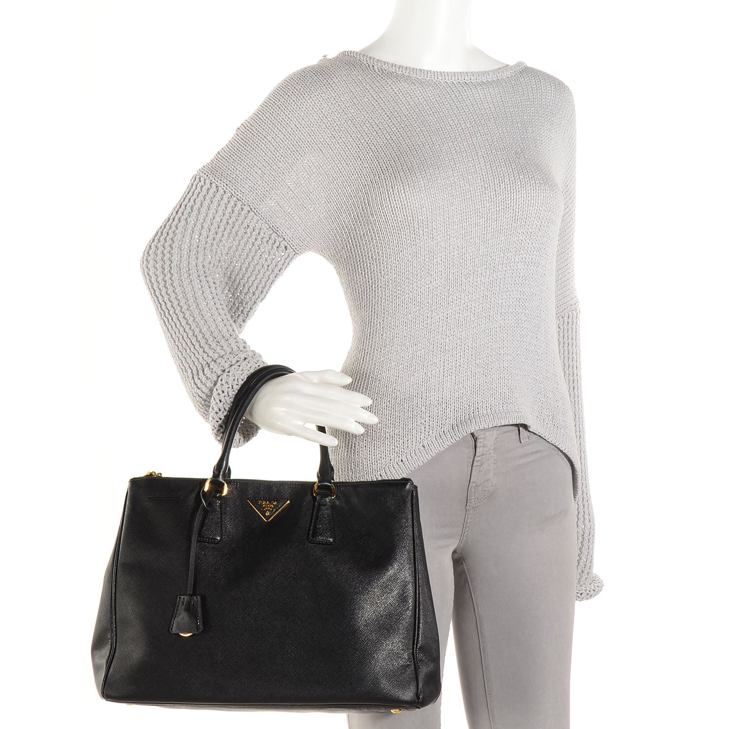 Prada Saffiano Lux Medium Double Zip Tote Nero Black 2 of 10