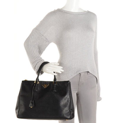 Prada Saffiano Lux Medium Double Zip Tote Nero Black 2 of 10