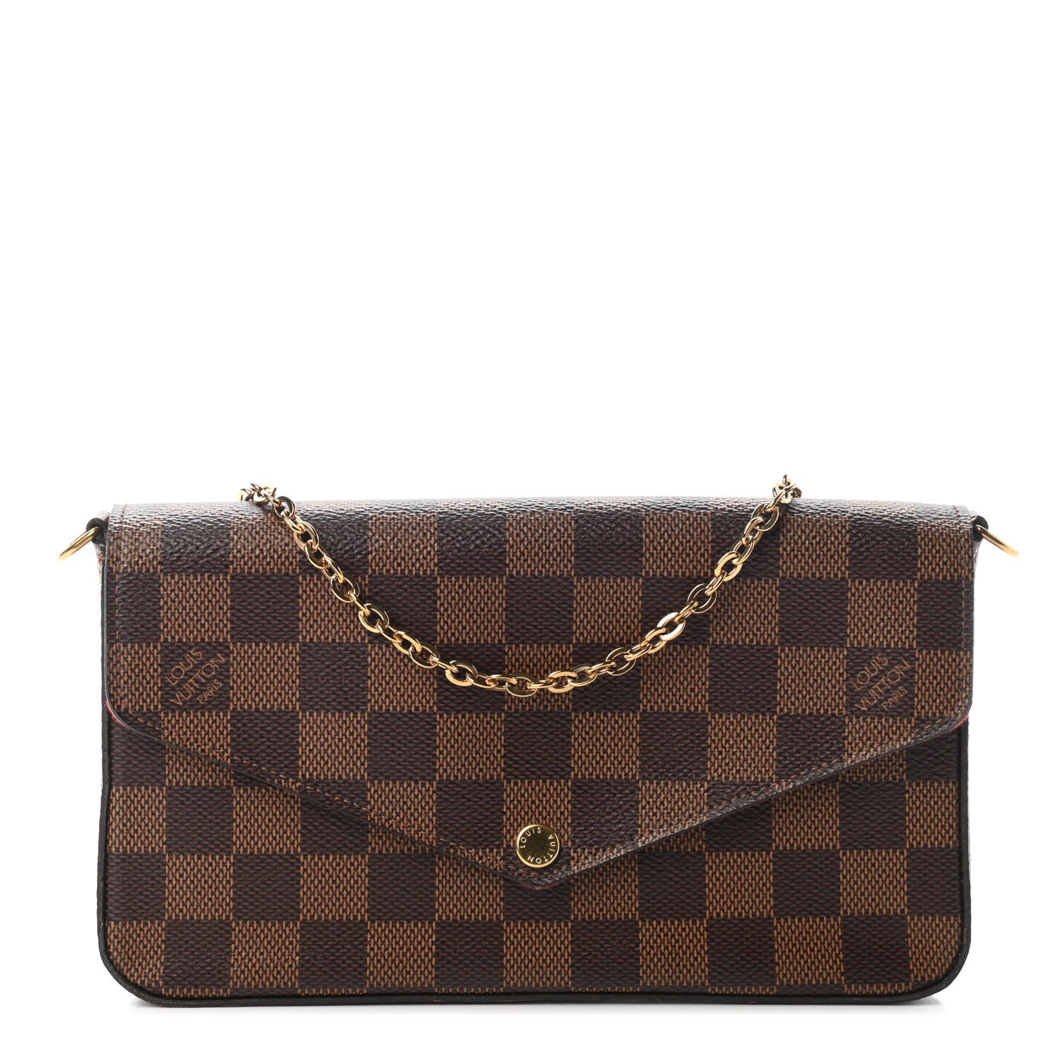 Louis Vuitton Damier Ebene Pochette Felicie Chain Wallet 1 of 10