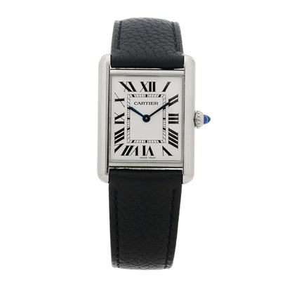 Cartier Stainless Steel Calfskin 25mm Must de Cartier Tank Quartz Watch 1 of 5