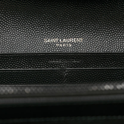 Saint Laurent Grain De Poudre Matelasse Chevron Monogram Flap Wallet Black 7 of 7