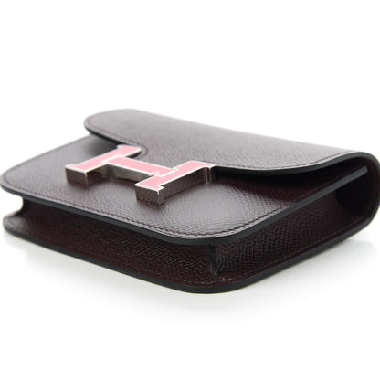 Hermes Epsom Enamel Constance Slim Wallet Rouge Sellier Framboise 7 of 11