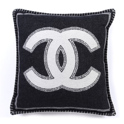Chanel Merino Wool Cashmere CC Pillow Black White 1 of 3
