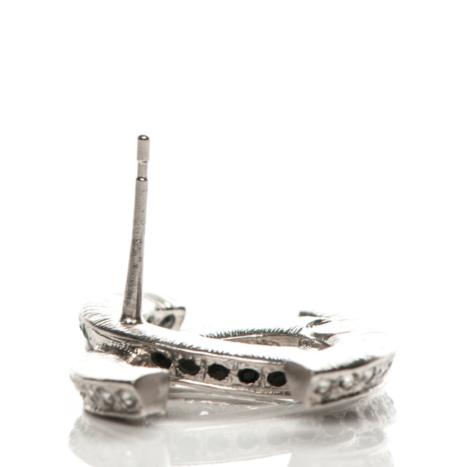Chanel Crystal CC Earrings Silver Black 4 of 7