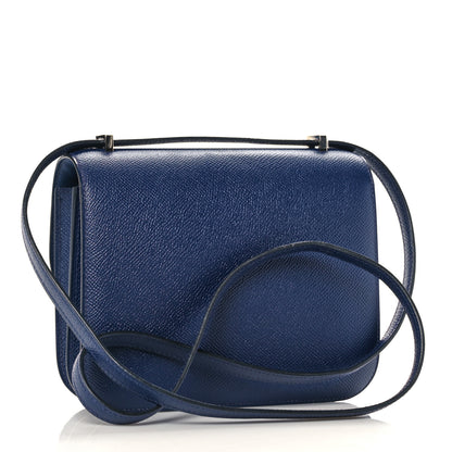 Hermes Epsom Enamel Constance 18 Bleu Saphir Orange Poppy 3 of 10
