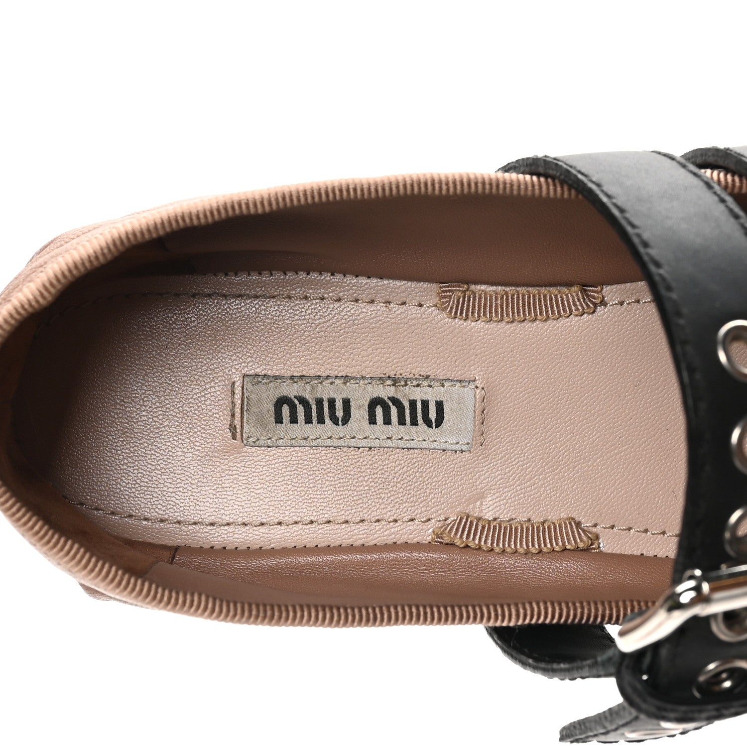 Miu Miu Nappa Double Buckle Ballerina Flats 39 Cammeo Black 7 of 8