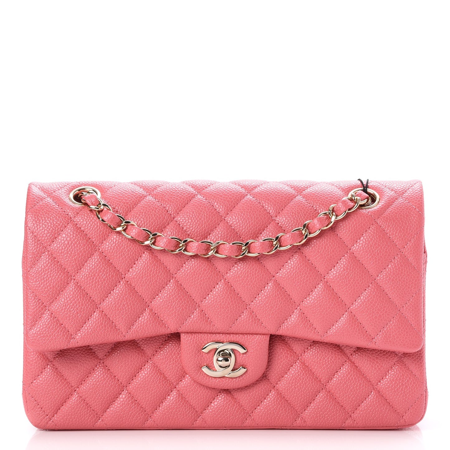 Caviar Quilted Medium Double Flap Pink