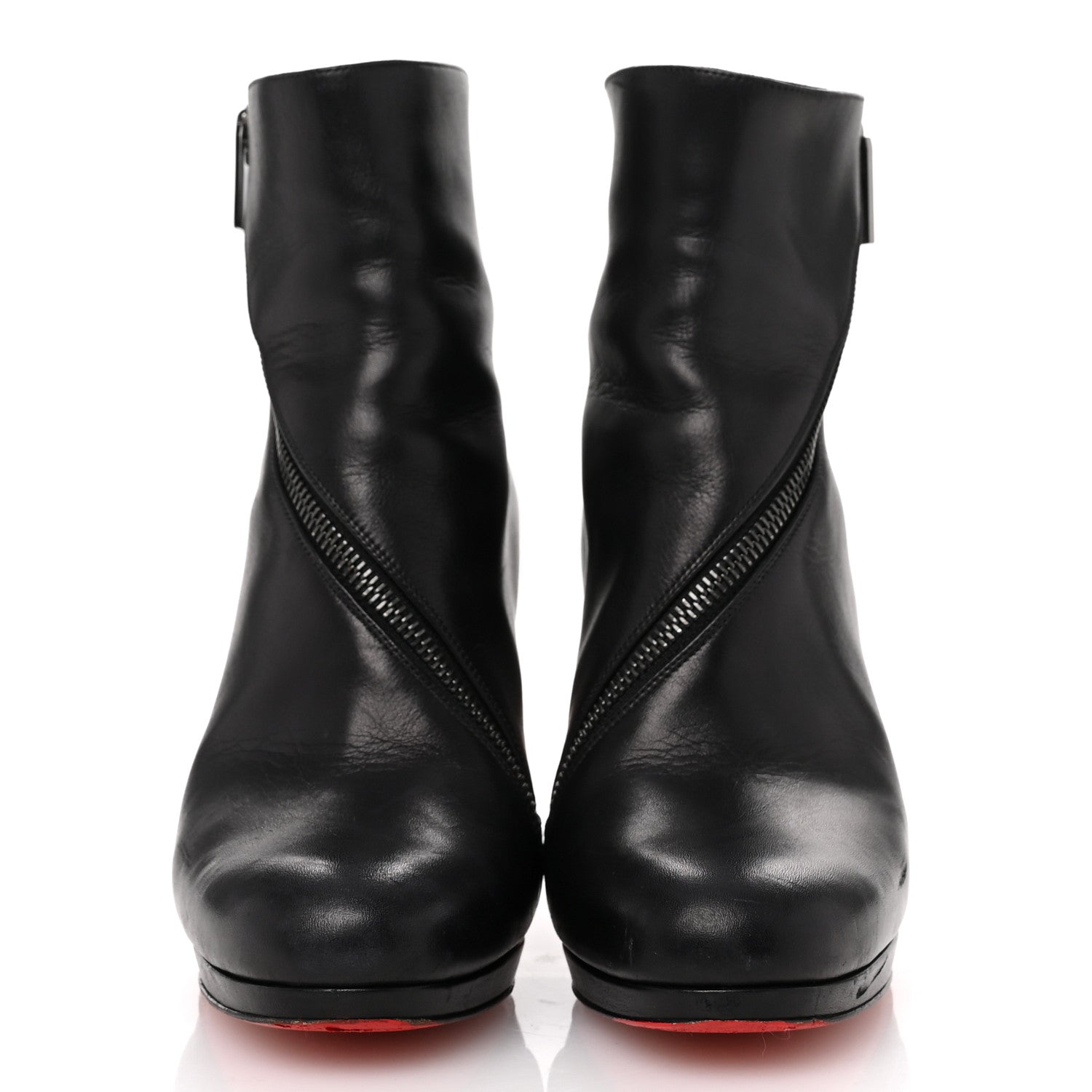 Christian Louboutin Calfskin Birgitta 100 Zip Around Ankle Boots 38.5 Black 3 of 12