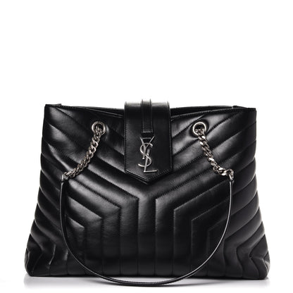 Saint Laurent Calfskin Y Quilted Monogram Large Loulou Shopper Black 1 of 8