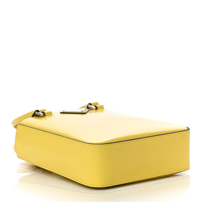 Prada Spazzolato Metal Triangle Logo Small Double Handle Crossbody Tote Giallo Black 4 of 10