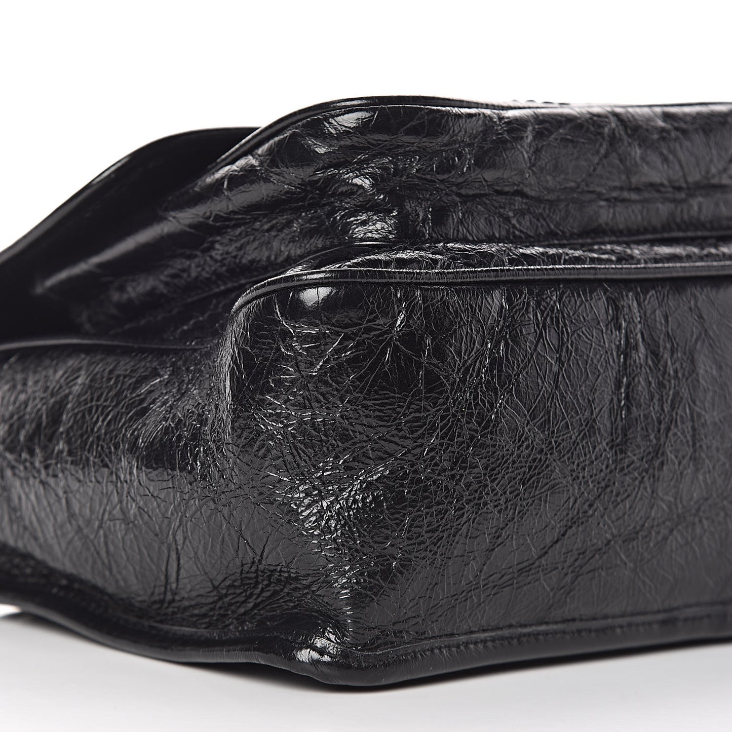 Crinkled Calfskin Matelasse Monogram Medium Niki Chain Satchel Black