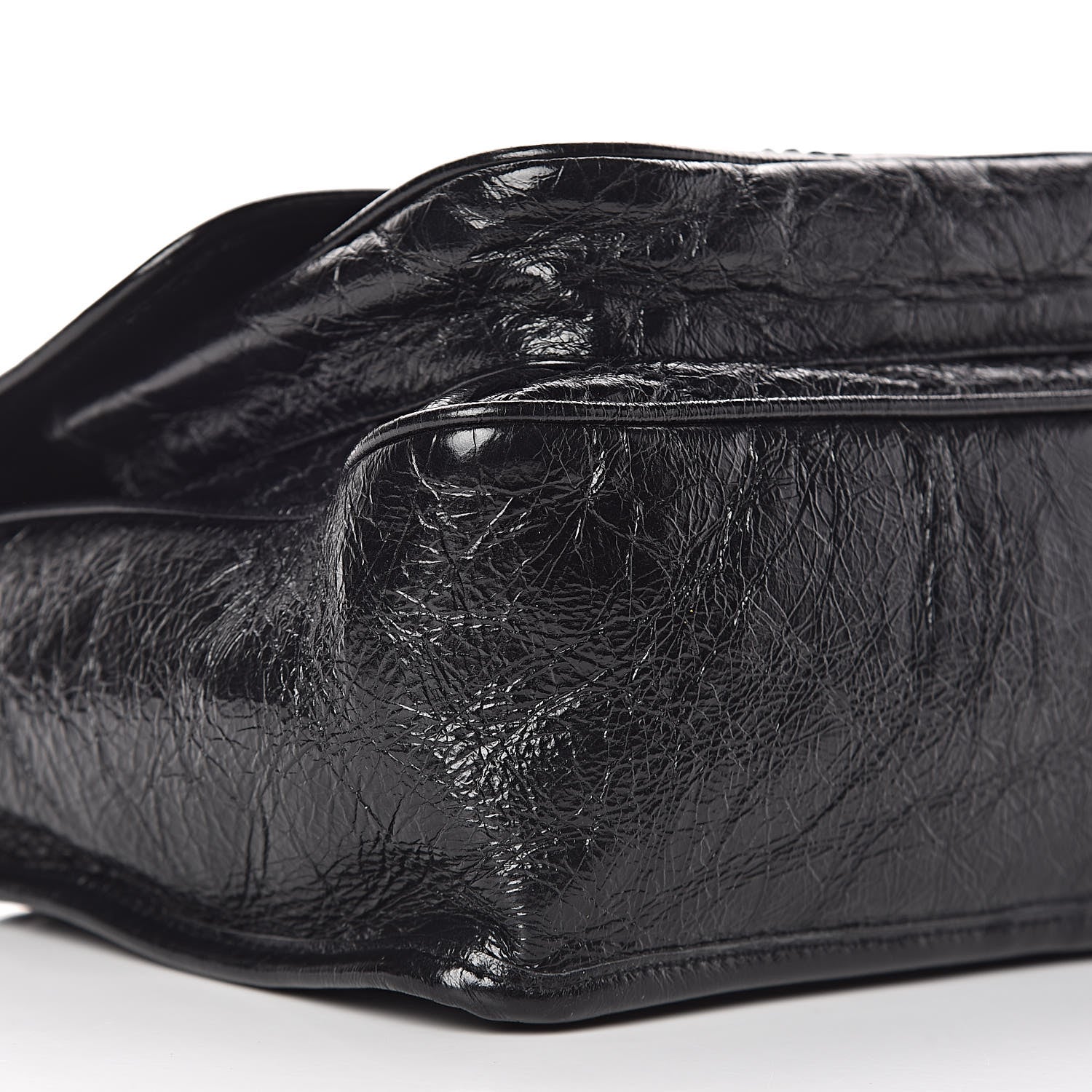 Saint Laurent Crinkled Calfskin Matelasse Monogram Medium Niki Chain Satchel Black 9 of 10