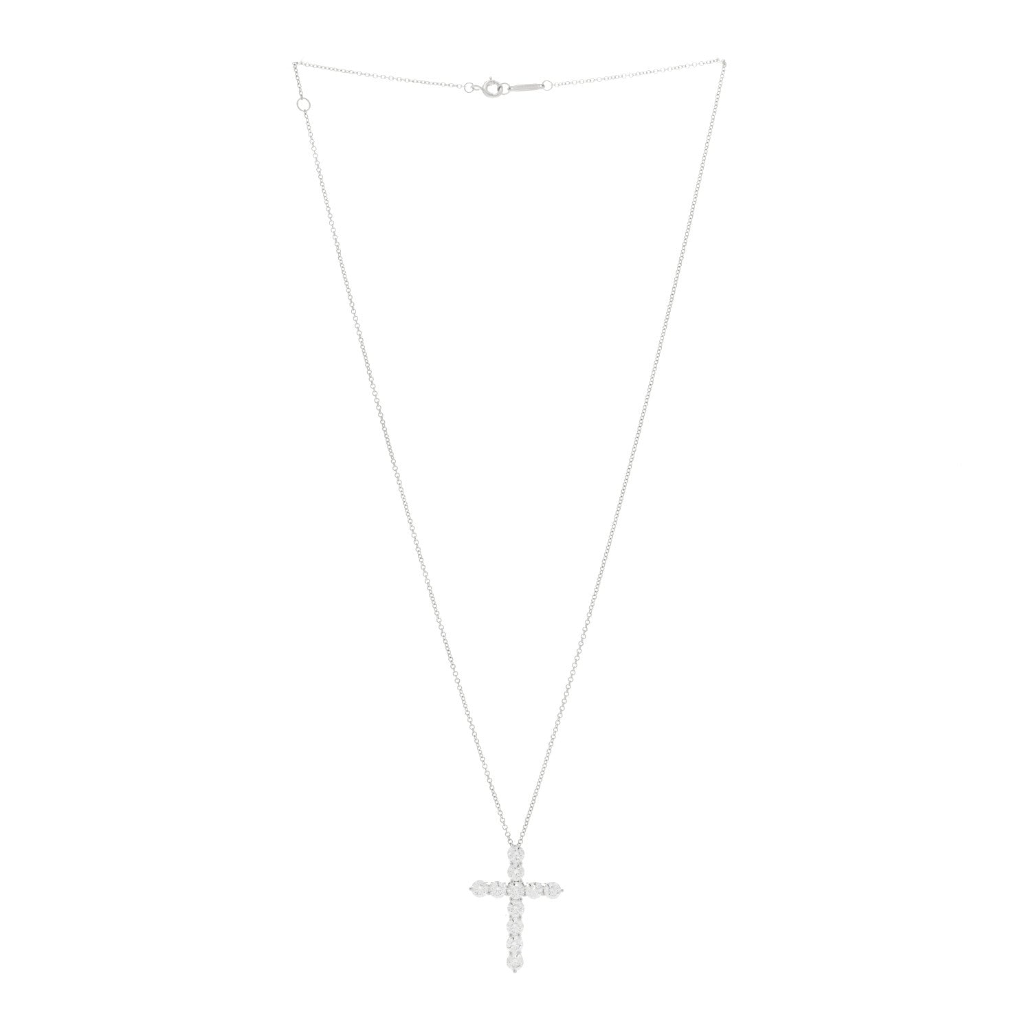 Tiffany Platinum Diamond Extra Large Cross Pendant Necklace 2 of 4