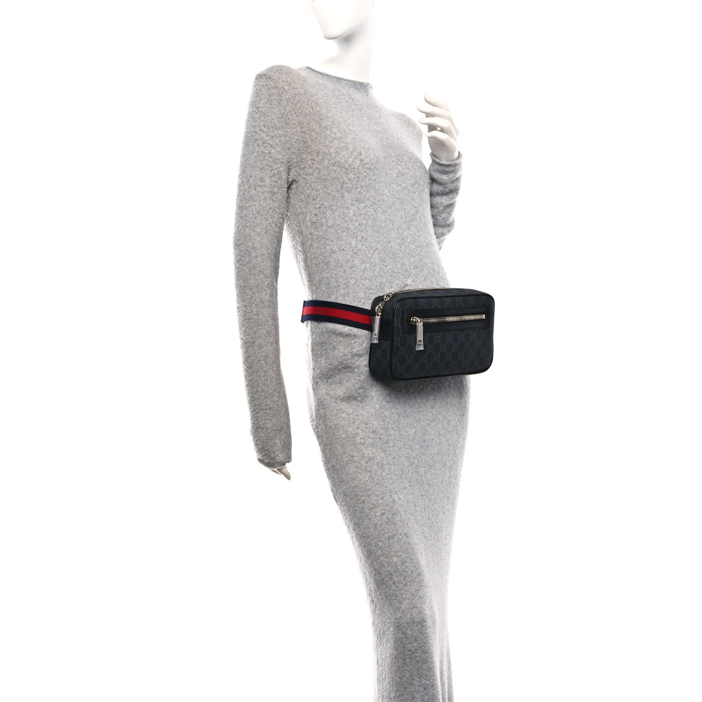 Soft GG Supreme Monogram Web Belt Bag Black Grey