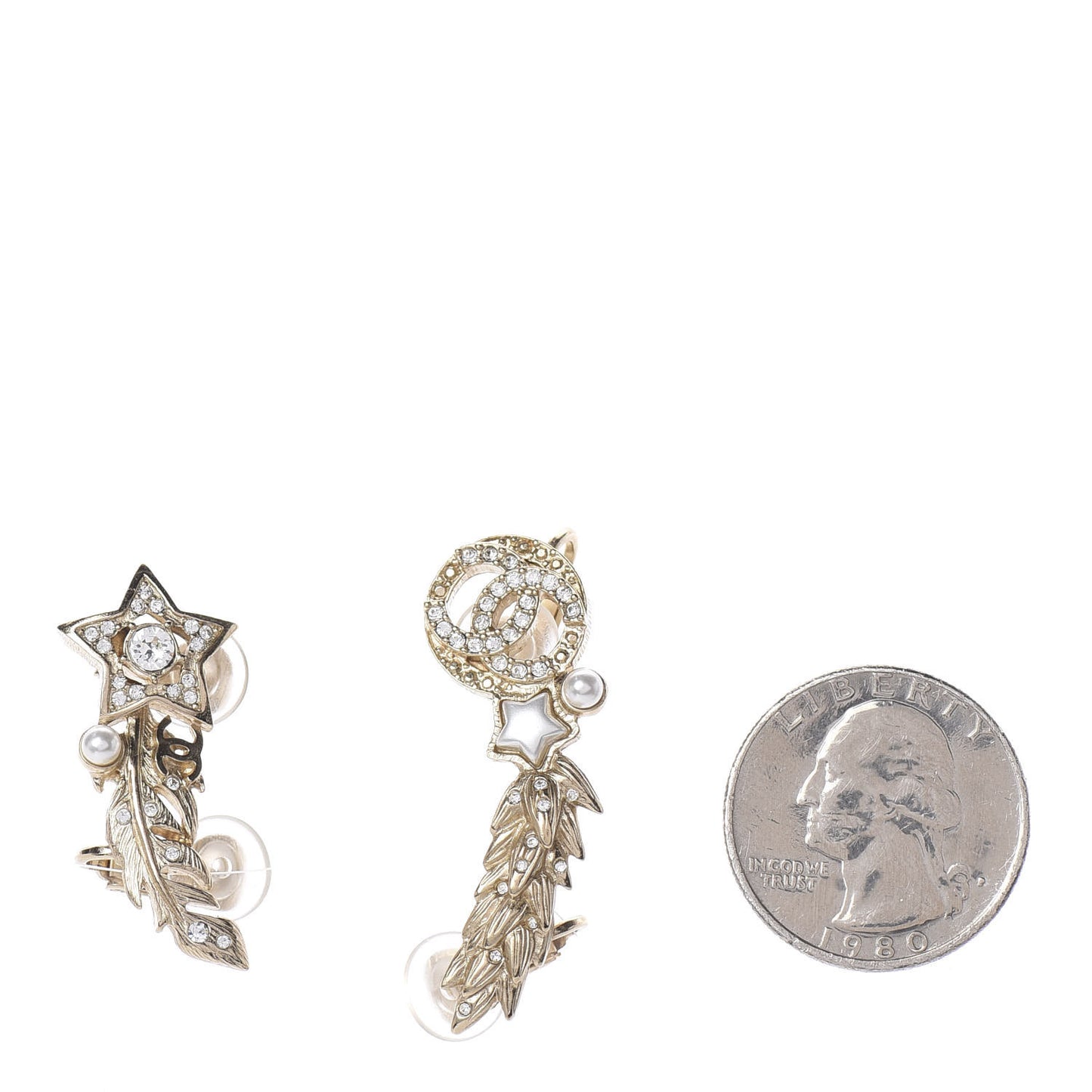 Feather Star CC Clip On Earrings Gold