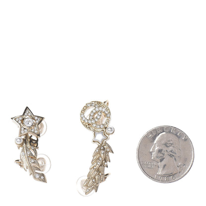 Chanel Feather Star CC Clip On Earrings Gold 2 of 4