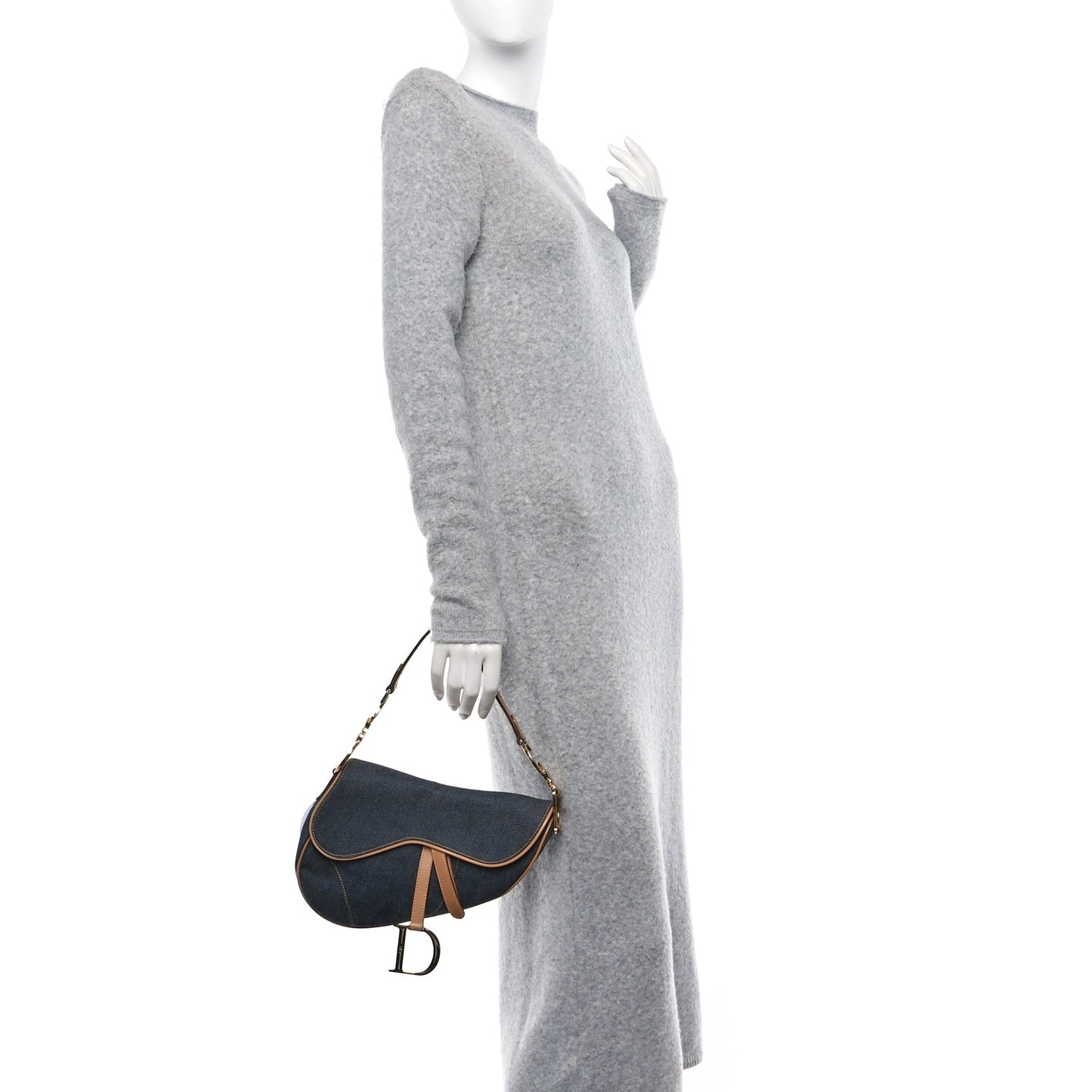 Denim Calfskin Saddle Bag Blue