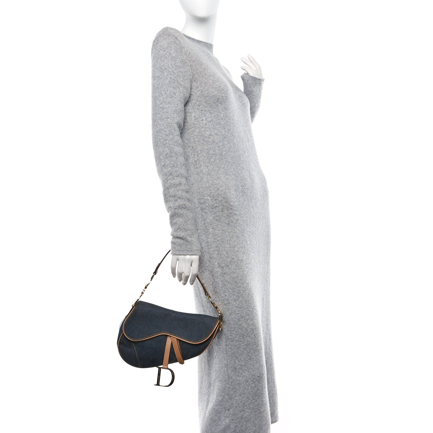 Christian Dior Denim Calfskin Saddle Bag Blue 2 of 11