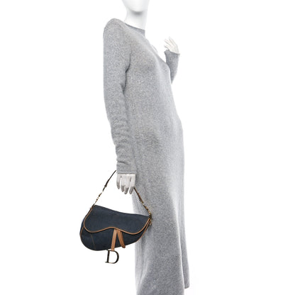 Christian Dior Denim Calfskin Saddle Bag Blue 2 of 11