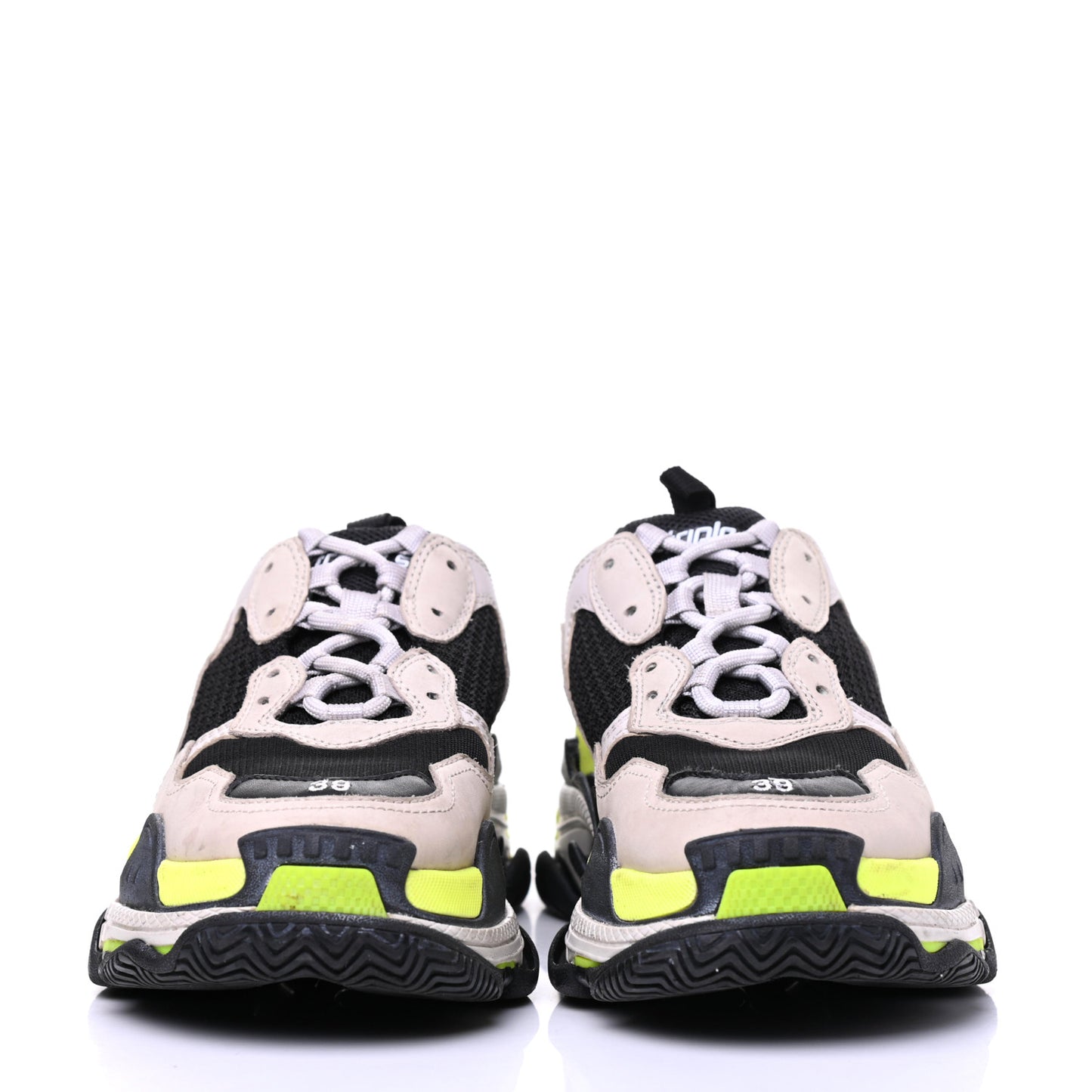 Fabric Mesh Womens Triple S Sneakers 39 Grey Black Jaune Fluo