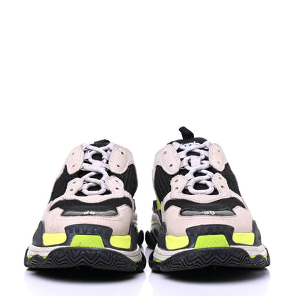 Balenciaga Fabric Mesh Womens Triple S Sneakers 39 Grey Black Jaune Fluo 2 of 17