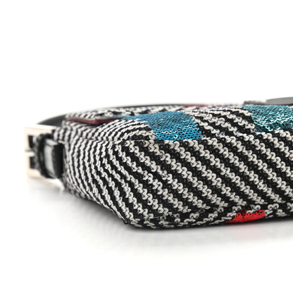 Fendi Sequin Chevron Baguette Black White Multicolor 6 of 7