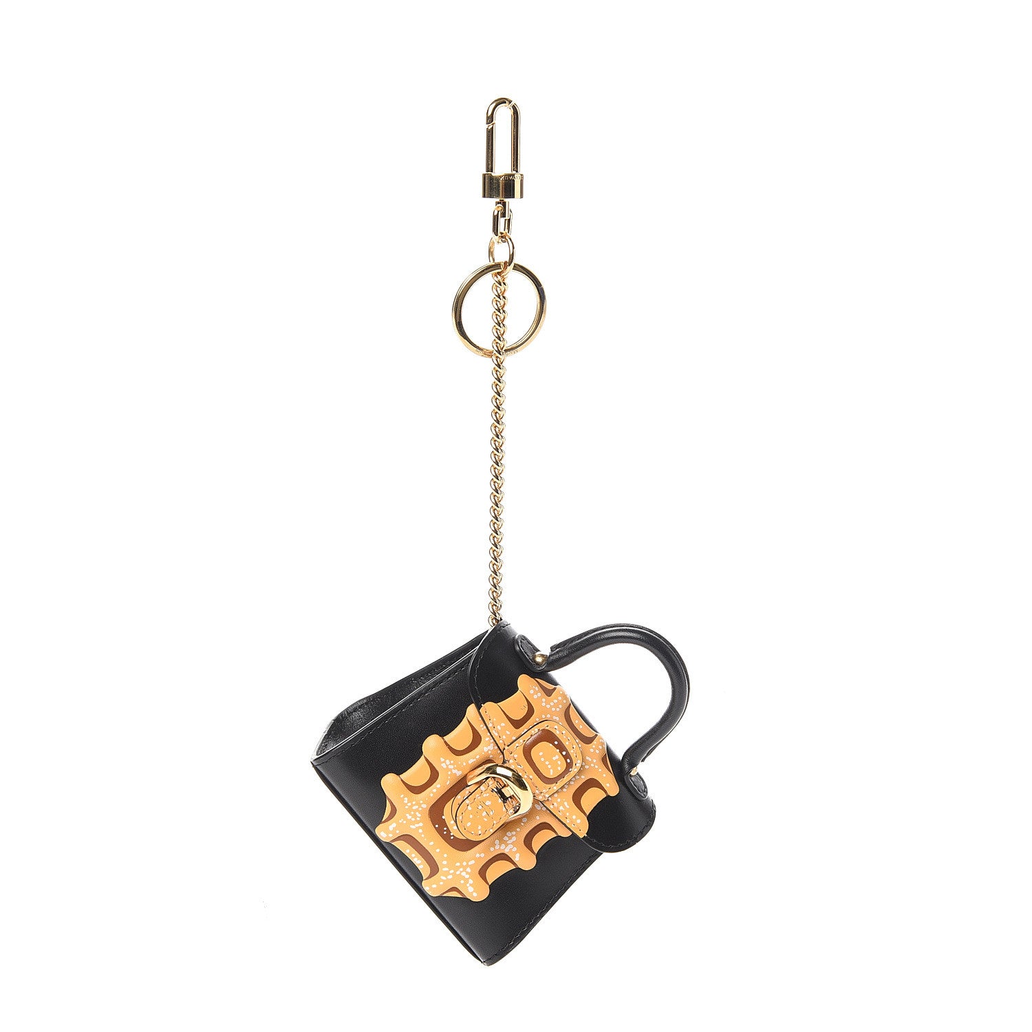 Delvaux Calfskin Print Mini Brillant Bag Charm Black Multicolor 1 of 5