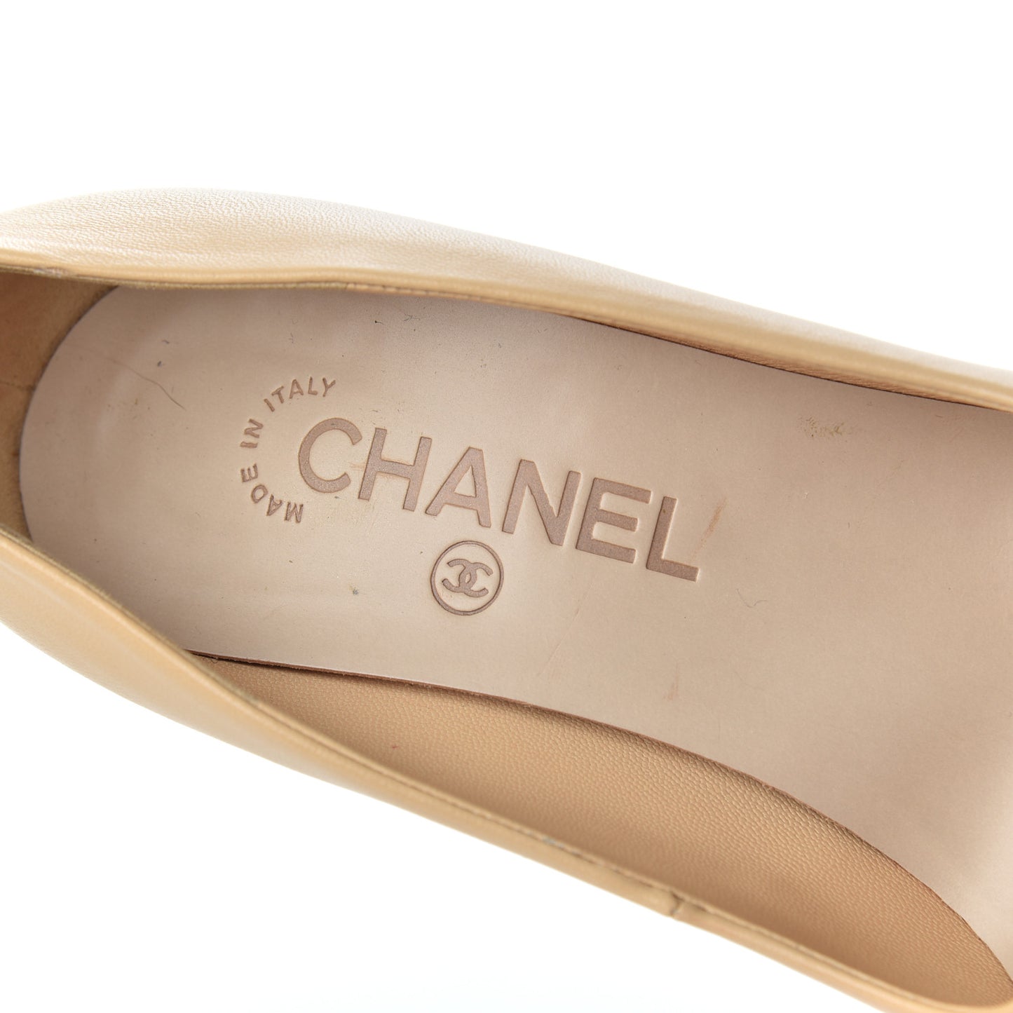 Lambskin Cap Toe Pumps 37 Beige Black