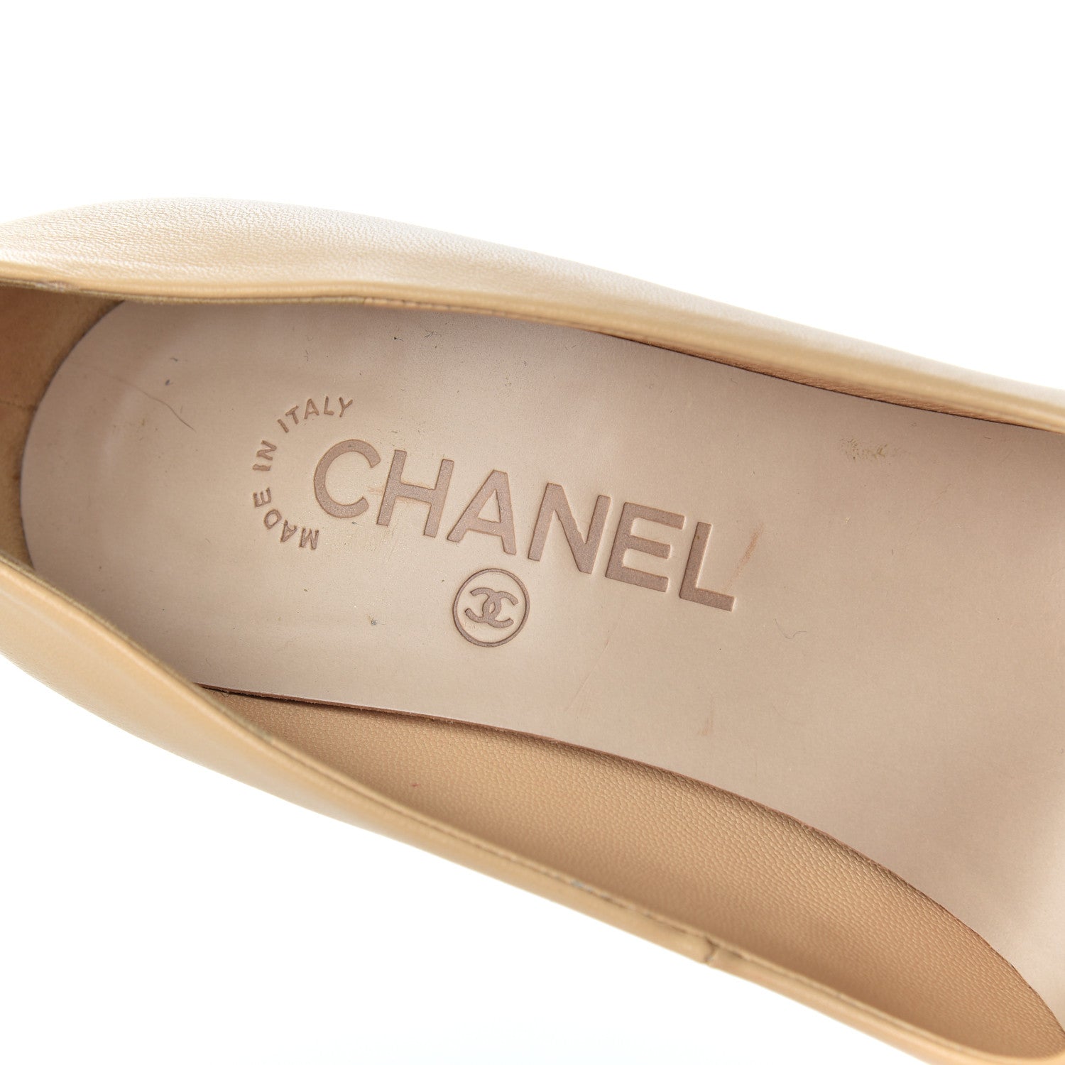 Chanel Lambskin Cap Toe Pumps 37 Beige Black 6 of 20