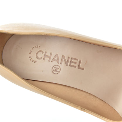 Chanel Lambskin Cap Toe Pumps 37 Beige Black 6 of 20