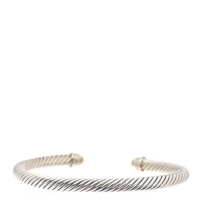 David Yurman Sterling Silver Diamond White Agate 5mm Cable Classics Bracelet 3 of 4