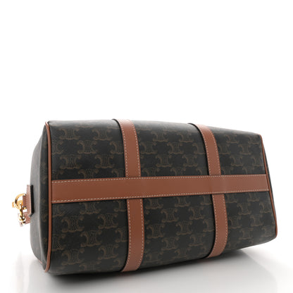 Celine Triomphe Canvas Calfskin Large Boston Bag Tan 4 of 10