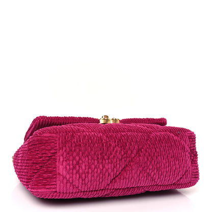 Chanel Corduroy Quilted Medium Chanel 19 Flap Dark Pink 4 of 9
