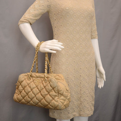 Chanel Lambskin Bubble Quilt Bowler Beige 2 of 12
