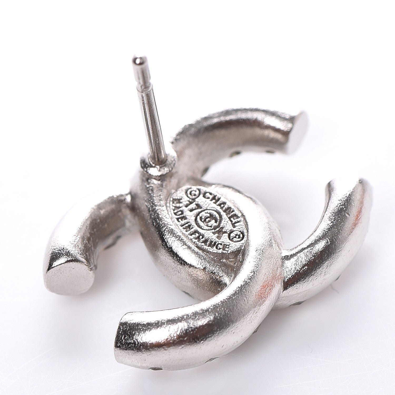 Chanel Iridescent Crystal CC Earrings Silver 4 of 5