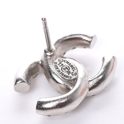 Chanel Iridescent Crystal CC Earrings Silver 4 of 5
